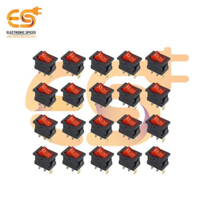 KCD1 6A 250V 3 pins SPST red color plastic rocker switches with indicator pack of 100pcs