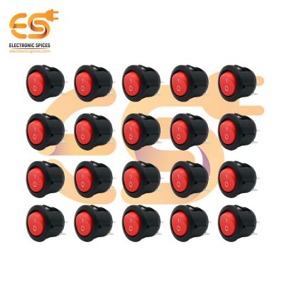 KCD1 T125 6A 250V AC red color 2 pins SPST small round plastic rocker switches pack of 100pcs
