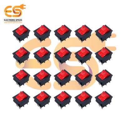 KCD4 16A 250V AC red color 6 pins DPDT heavy duty plastic rocker switches with indicator pack of 50pcs