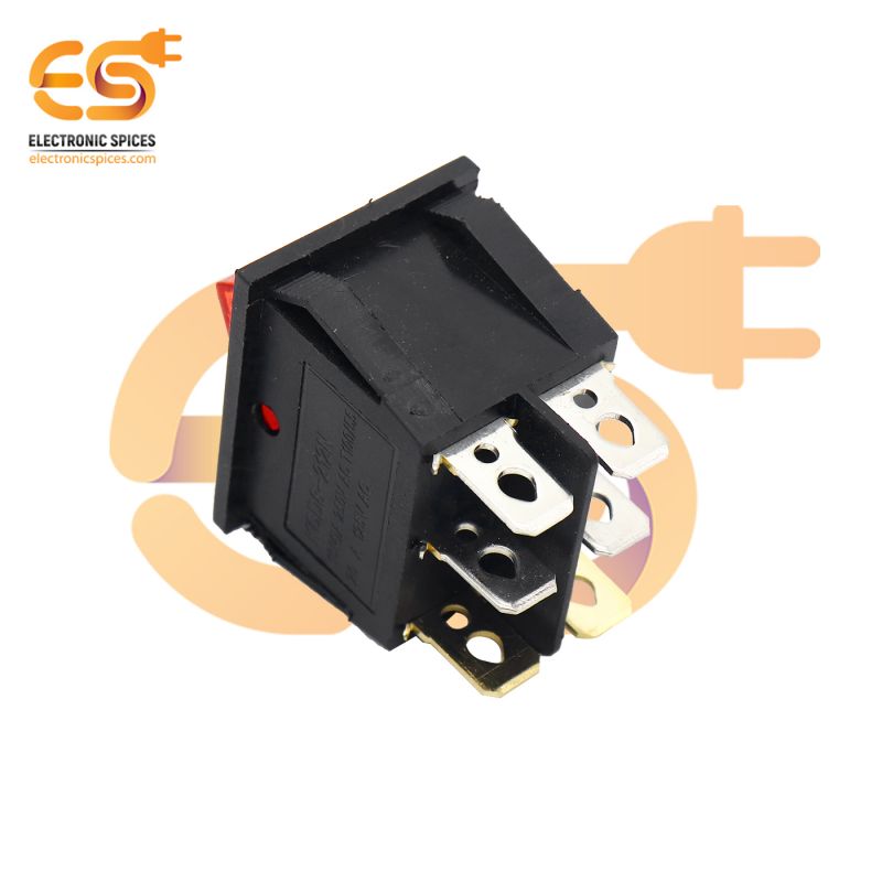 Buy KCD8-212N 16A 250V Red color 6 pins Dual SPST plastic rocker