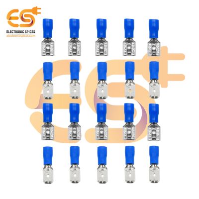 Male and Female pair of 10A blue color 16-14 AWG wire gauge blade crimp connector pack of 20 pair (MDD2-250 and FDD2-250)