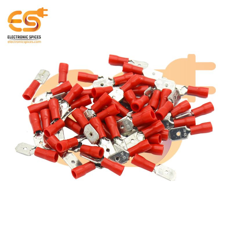 MDD1-250 10A Red color 22-16 AWG wire gauge Hard plastic insulated Male blade crimp connector pack of 50pcs