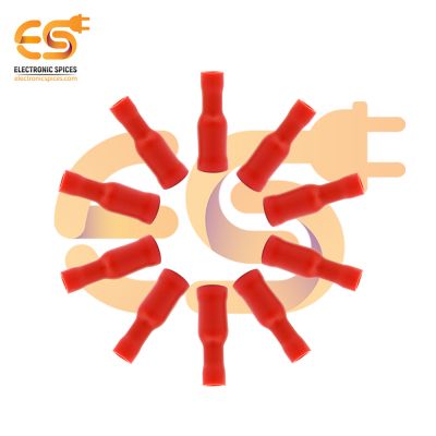 FRD1-156 10A 22-16 AWG wire gauge Red color hard plastic insulated Female bullet crimp connector pack of 50pcs