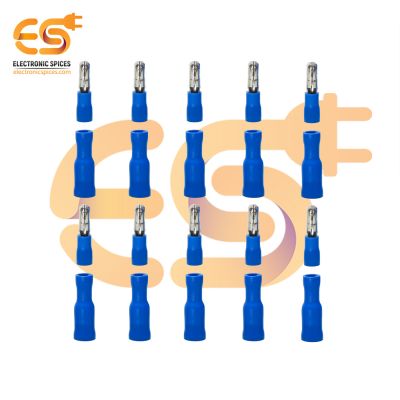 Male and Female pair of 10A blue color 16-14 AWG wire gauge bullet crimp connectors pack of 100 pair (MPD2-250 and FRD2-250)