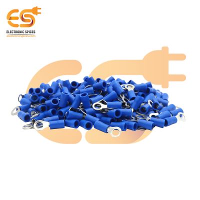 RV2-5 15A Blue color 16-14 AWG wire gauge 5mm diameter Hard plastic insulated ring crimp connectors pack of 200pcs