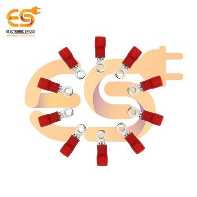 RV1-3 15A Red color 22-16 AWG wire gauge 3mm diameter Hard plastic insulated ring crimp connector pack of 50pcs