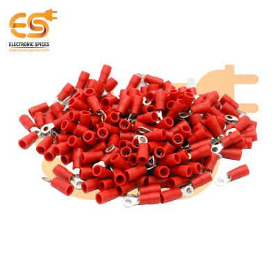 RV1-3 15A Red color 22-16 AWG wire gauge 3mm diameter Hard plastic insulated ring crimp connectors pack of 200pcs