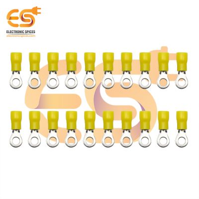 RV5-5 15A Yellow color 12-10 AWG wire gauge 5mm diameter Hard plastic insulated ring crimp connectors pack of 200pcs