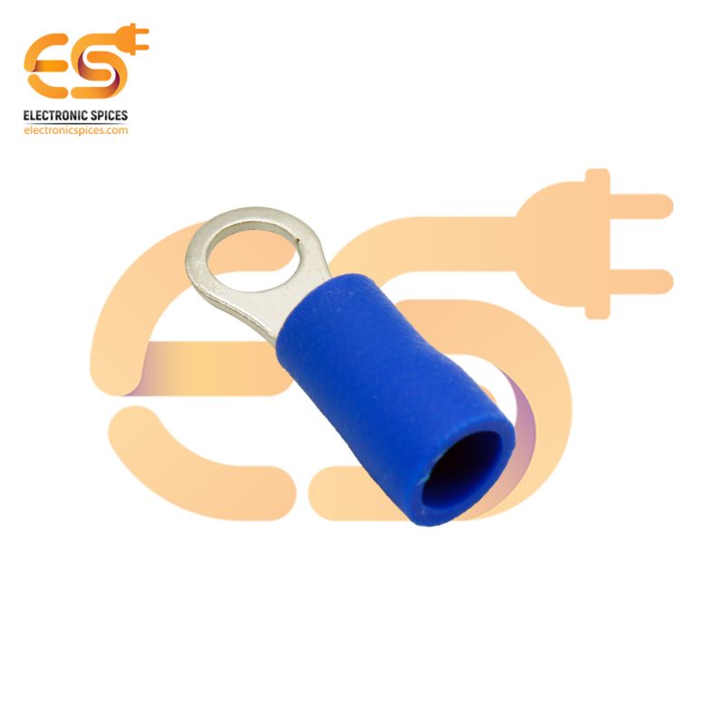 RV2-4 15A Blue color 16-14 AWG wire gauge 4mm diameter Hard plastic insulated ring crimp connector pack of 20pcs