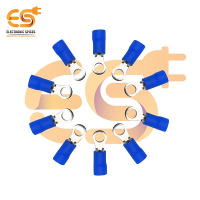 RV2-4 15A Blue color 16-14 AWG wire gauge 4mm diameter Hard plastic insulated ring crimp connector pack of 50pcs