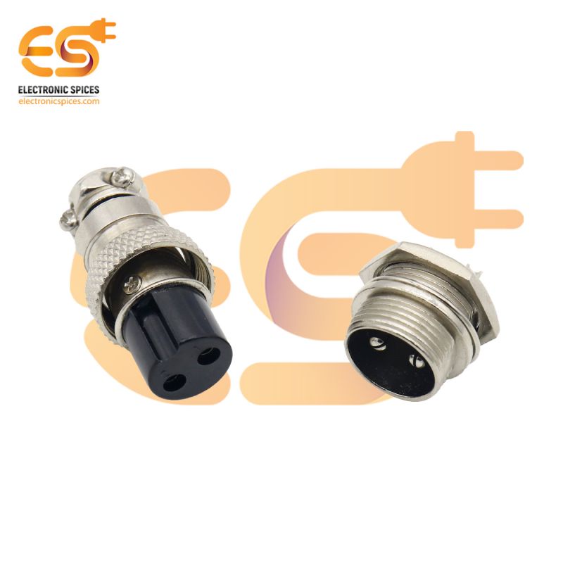 GX16 2 pin 5A Male and Female metal aviation connector pack of single pair