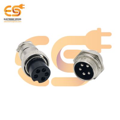 GX16 5 pin 5A Male and Female metal aviation connector pack of single pair