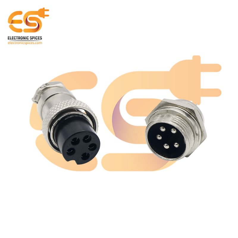 GX16 5 pins 5A Male and Female metal aviation connectors pack of 20 pair