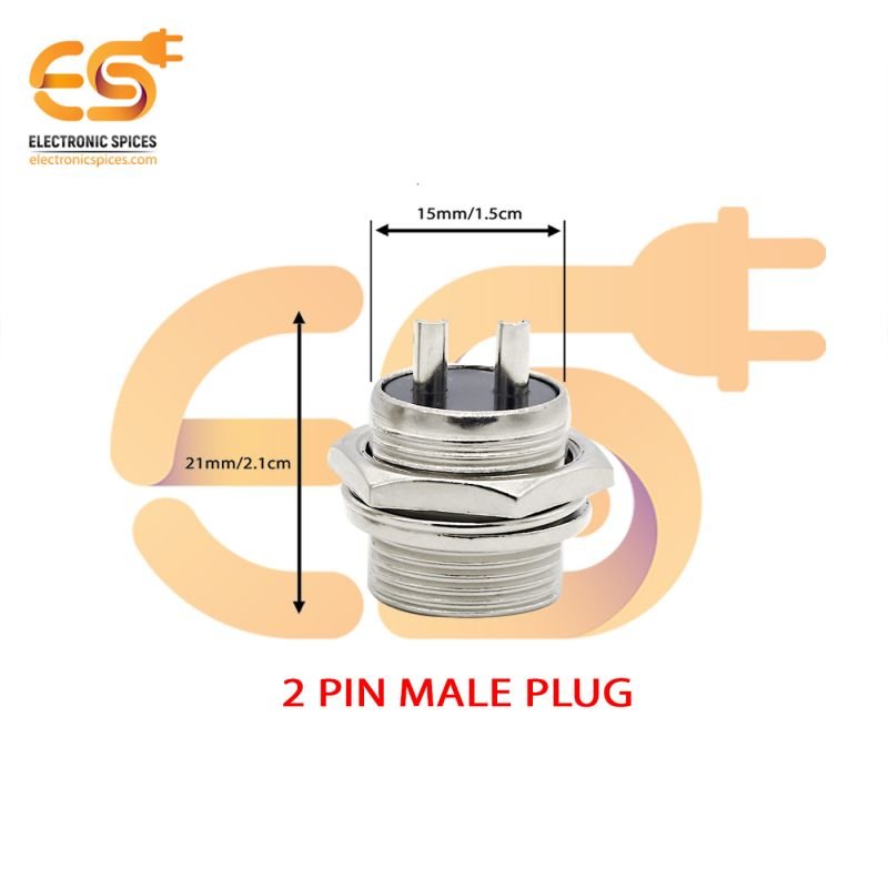 Buy Gx16 Male 2 Pin 5a Metal Aviation Connectors Pack Of 10pcs