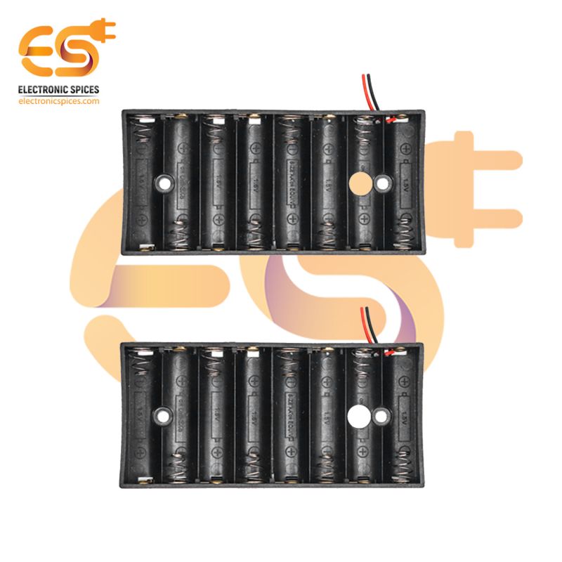 AA 8 cell battery holder hard plastic case with wire pack of 5 (1.5V x 8cells = 12Volt)
