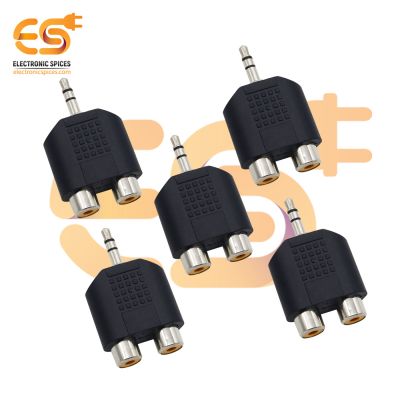 Single 3.5mm male to 2 RCA female dual splitter interface audio connector pack of 5pcs