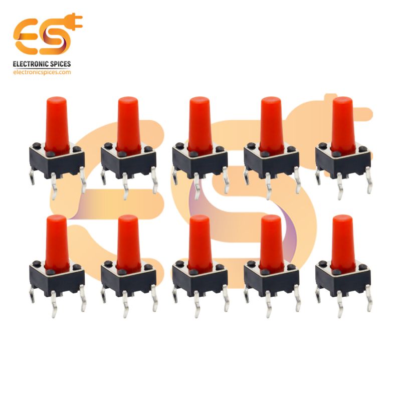 6 x 6 x 12mm Red color tactile momentary push button switches pack of 200pcs