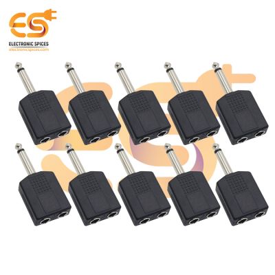 Single 6.35mm male to two 6.35mm female dual splitter interface audio connectors pack of 20pcs