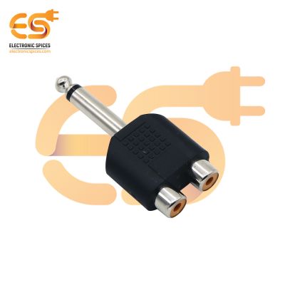 Single 6.35mm male to 2 RCA female dual splitter interface audio connector pack of 1pcs