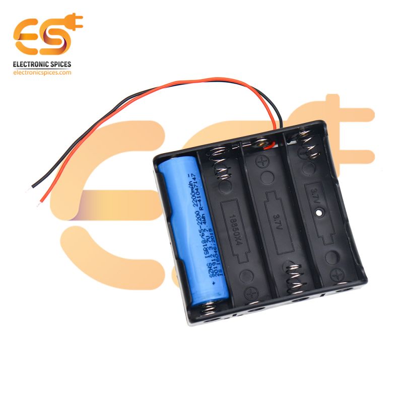 18650 3.7V 4 battery holder hard plastic case with wire pack of 10 (3.7V x 4 battery = 14.8Volt)