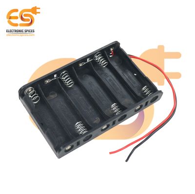 AA 6 cell battery holder hard plastic case with wire pack of 1 (1.5V x 6 cells = 9Volt)