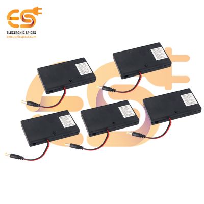 AA 8 cell battery holder hard plastic slide cover case with on-off switch and 5.5mm DC pin pack of 10 (1.5V x 8cells = 12Volt)