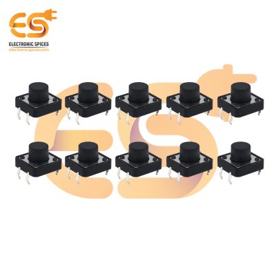 12 x 12 x 8mm Black color tactile momentary push button switch pack of 10pcs