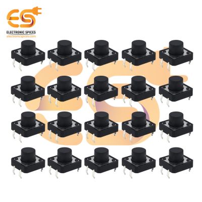 12 x 12 x 8mm Black color tactile momentary push button switches pack of 100pcs