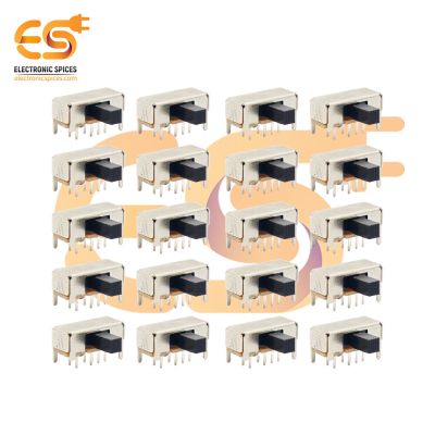 SK23D06 0.5A 50V DP6T 8 pin L shape metal body panel mount plastic handles slide switches pack of 100pcs