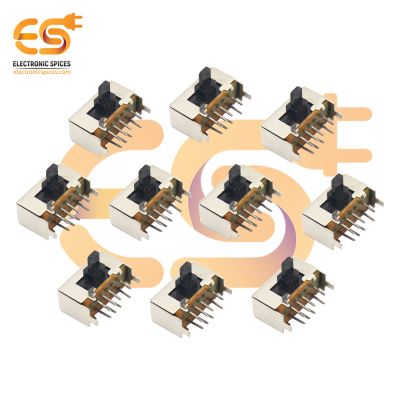 SK23D09 0.5A 50V DP3T 8 pin L shape metal body panel mount plastic handle slide switches pack of 20pcs