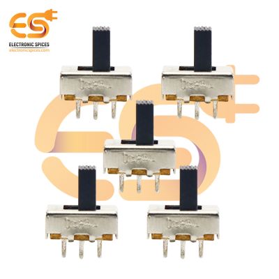 SS12F44G7 0.3A 30V SPDT 3 pin metal body panel mount plastic handle slide switch pack of 5pcs