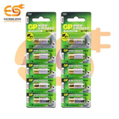 12V 23A Non rechargeable cylindrical Alkaline battery cells pack of 10 cells