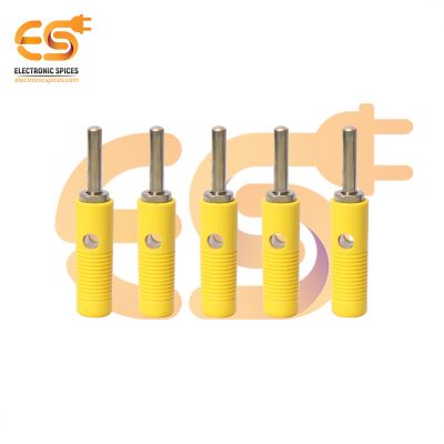 4mm 15A Yellow color Male plug banana connector pack of 5pcs