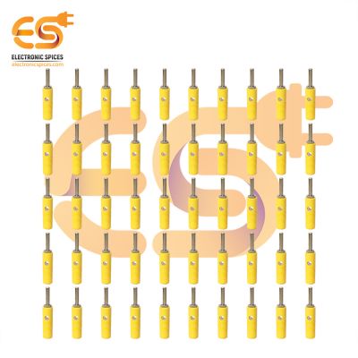 4mm 15A Yellow color Male plug banana connectors pack of 50pcs