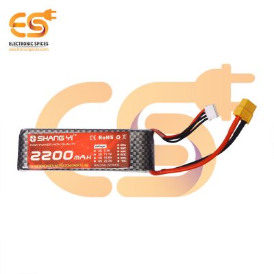 2200mAh 3S 11.1V Lithium polymer (LiPo) rechargeable battery with XT60 female connector 25C