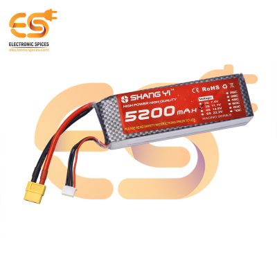 5200mAh 3S 11.1V Lithium polymer (LiPo) rechargeable battery with XT60 female connector 40C