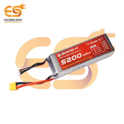 5200mAh 4S 14.8V Lithium polymer (LiPo) rechargeable battery with XT60 female connector 45C
