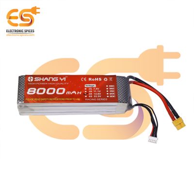 8000mAh 4S 14.8V Lithium polymer (LiPo) rechargeable battery with XT60 female connector 50C