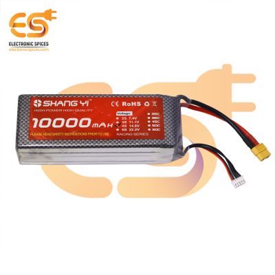 10,000mAh 4S 14.8V Lithium polymer (LiPo) rechargeable battery with XT60 female connector 60C