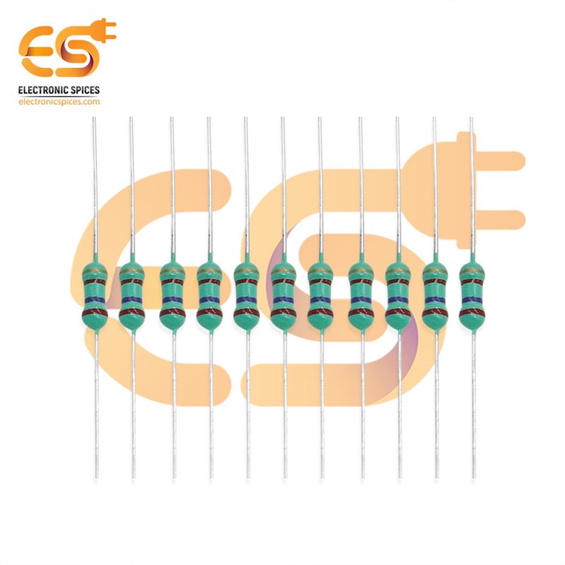 Electronic Spices 50Pcs 2.7k Ohm (Ω) 1/4 (0.25 watt) ±5% Tolerance 2.7k MR Ω ohm MF Through Hole Resistors Axial Lead
