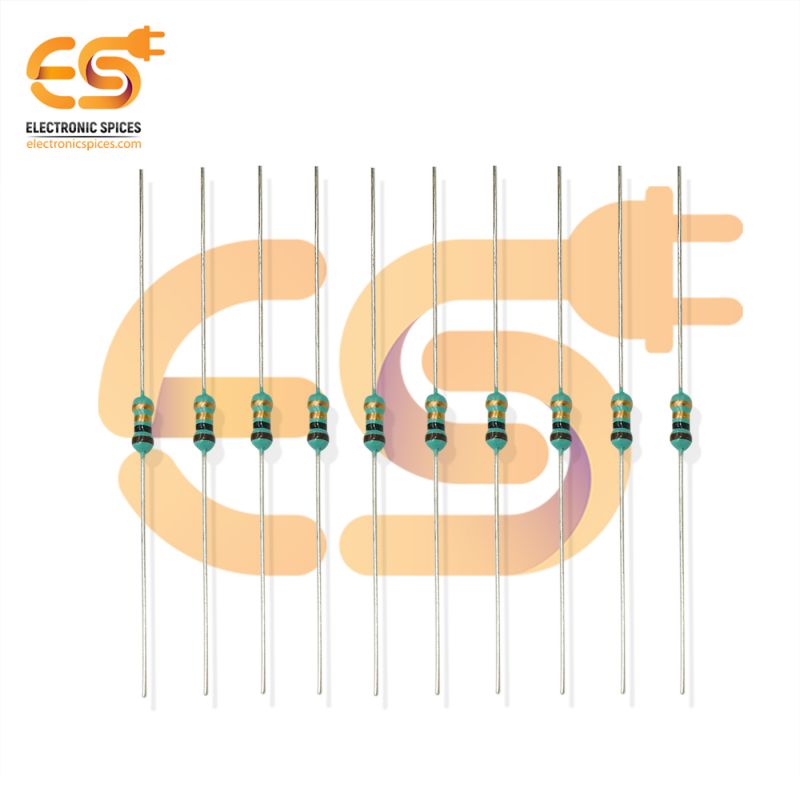 Electronic Spices 5000Pcs 1 Ohm (Ω) 1/4 (0.25 watt) ±5% Tolerance 1 MR Ω ohm MF Through Hole Resistors Axial Lead
