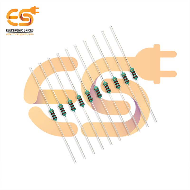 Electronic Spices 50Pcs 2.2k Ohm (Ω) 1/4 (0.25 watt) ±5% Tolerance 2.2k MR Ω ohm MF Through Hole Resistors Axial Lead