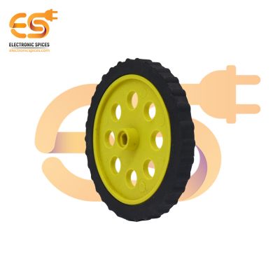 75mm x 8mm Hard plastic build rubber cover yellow color BO motor compatible DIY project wheel pack of 2pcs