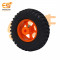 80mm x 25mm Hard plastic build rubber cover orange color 6mm rod compatible robot wheel pack of 1pcs