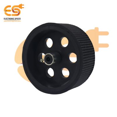 95mm x 40mm Hard plastic build rubber cover black color 6mm rod compatible heavy duty trolley wheel pack of 1pcs