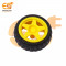 60mm x 25mm Hard plastic build rubber cover yellow color BO motor compatible RC toy car wheel pack of 1pcs