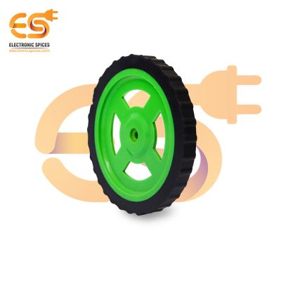 75mm x 8mm Hard plastic build rubber cover green color BO motor compatible DIY project wheel pack of 2pcs