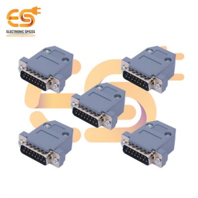 DA-15 15 pin D-sub miniature male connector with backshell pack of 5pcs