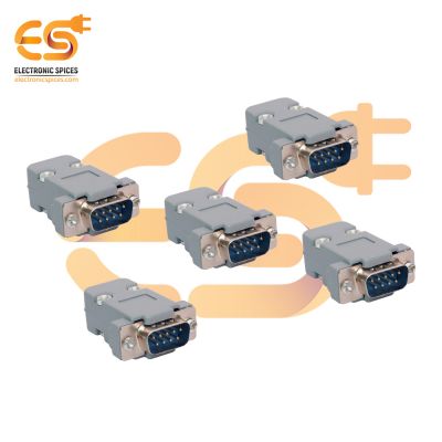 DE-9 9 pin D-sub miniature male connector with backshell pack of 5pcs