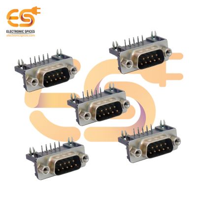 DE-9 9 pin Right angle panel mount D-sub miniature male connector pack of 5pcs